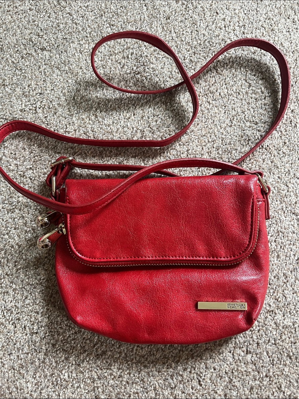 Kenneth Cole Reaction Red Leather Crossbody Bag